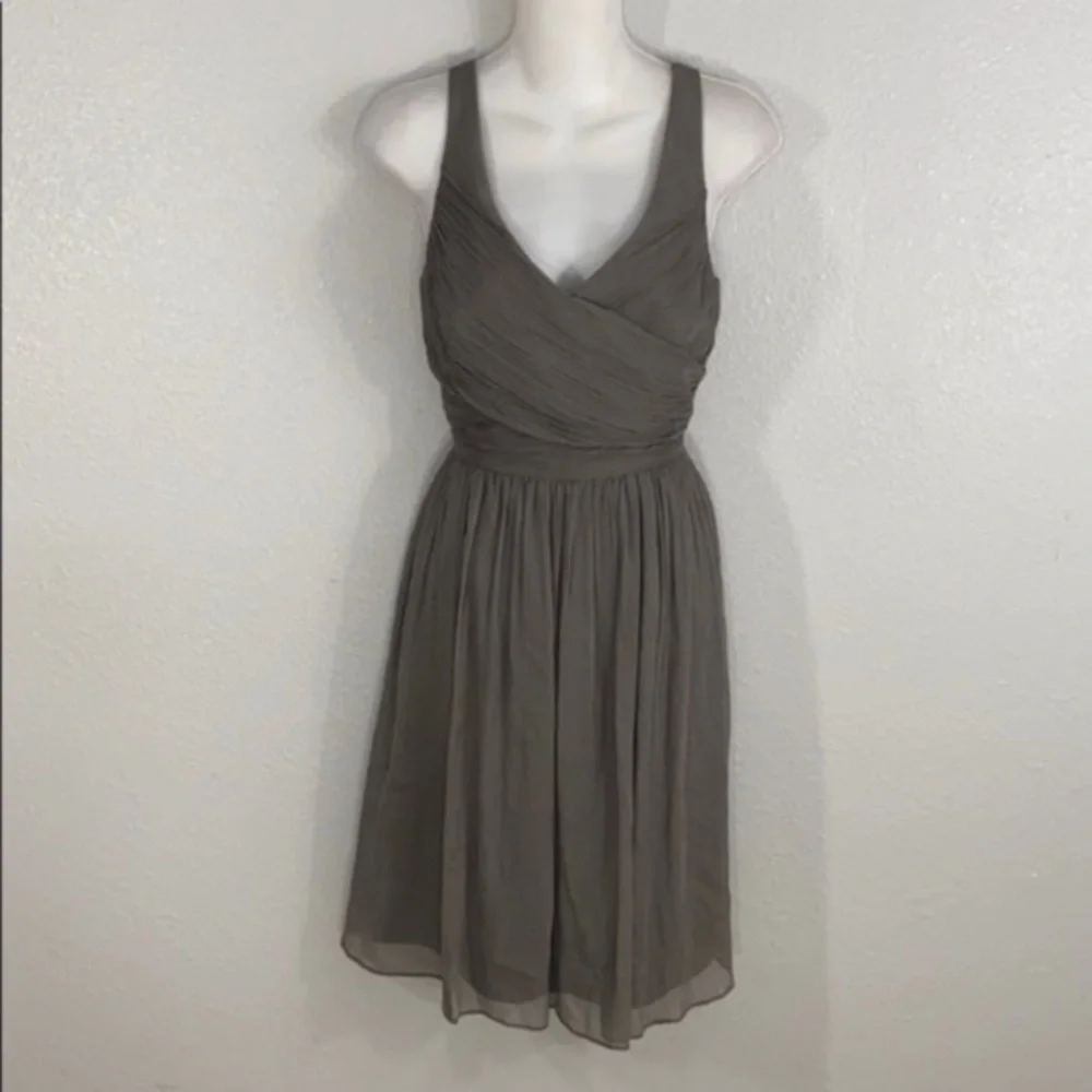 NWT J. Crew Heidi gray silk wrap bodice flare dress
